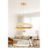 Avizemoda Milly 50 cm Dimmer Kumandalı 3 Renk Ledli (Sarı-Beyaz-Gün Işığı) Modern Akrilik Avize -Gold
