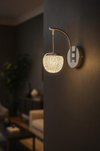 Avizemoda Milly Aplik 3 Renk Ledli (SARI-BEYAZ-GÜN IŞIĞI) Modern Akrilik Duvar Apliği -krom