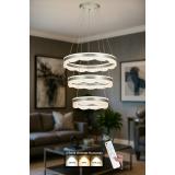 Avizemoda Estilo 3 Katlı Dimmer Kumandalı 3 Renk Ledli (Sarı-Beyaz-Gün Işığı) Modern Akrilik Avize -Gümüş