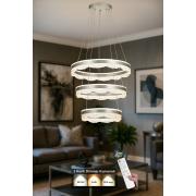 Avizemoda Estilo 3 Katlı Dimmer Kumandalı 3 Renk Ledli (Sarı-Beyaz-Gün Işığı) Modern Akrilik Avize -Gümüş