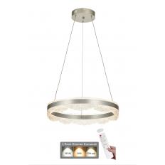 Avizemoda Estilo 50 cm Dimmer Kumandalı 3 Renk Ledli (Sarı-Beyaz-Gün Işığı) Modern Akrilik Avize - Gümüş