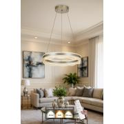 Avizemoda Estilo 50 cm Dimmer Kumandalı 3 Renk Ledli (Sarı-Beyaz-Gün Işığı) Modern Akrilik Avize - Gümüş