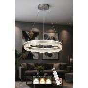 Avizemoda Estilo 60 cm Dimmer Kumandalı 3 Renk Ledli (Sarı-Beyaz-Gün Işığı) Modern Akrilik Avize - Gümüş