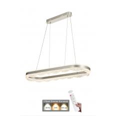 Avizemoda Estilo 100x30 cm Dimmer Kumandalı 3 Renk Ledli (Sarı-Beyaz-Gün Işığı) Modern Akrilik Avize -Gümüş