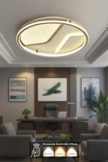 Avizemoda Rubi Daire 3 Renk Ledli (SARI-BEYAZ-GÜN IŞIĞI) Kumandalı Modern Akrilik Plafonyer Armatür