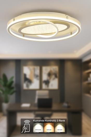 Avizemoda Tolya Daire 3 Renk Ledli (SARI-BEYAZ-GÜN IŞIĞI) Kumandalı Modern Akrilik Plafonyer Armatür