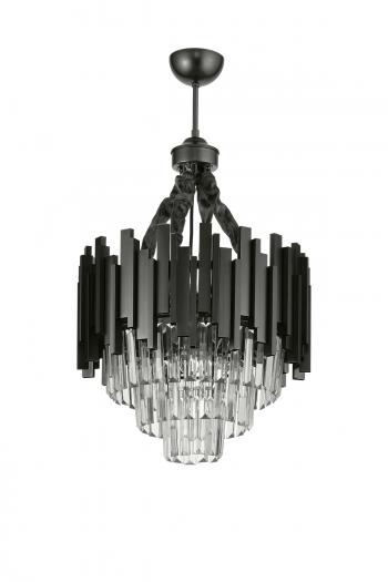 Avizemoda Sima 40 Cm'lik Kristal Cam Taşlı Lüks Avize - (Siyah Renk)