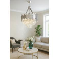 Avizemoda Sima 50 Cm'lik Kristal Cam Taşlı Lüks Avize - (gümüş Yaldız)