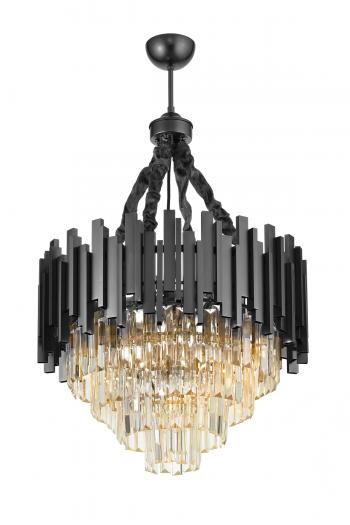 Avizemoda Sima 50 Cm'lik Kristal Cam Taşlı Lüks Avize - (Siyah Renk)