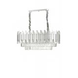 Avizemoda Sima 75x30 Cm'lik Kristal Cam Taşlı Lüks Yemek Masası Üstü Avize - (GÜMÜŞ YALDIZ)