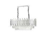Avizemoda Sima 75x30 Cm'lik Kristal Cam Taşlı Lüks Yemek Masası Üstü Avize - (GÜMÜŞ YALDIZ)