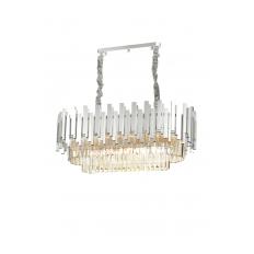 Avizemoda Sima 75x30 Cm'lik Kristal Cam Taşlı Lüks Yemek Masası Üstü Avize - (GÜMÜŞ YALDIZ)