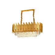 Avizemoda Sima 75x30 Cm'lik Kristal Cam Taşlı Lüks Yemek Masası Üstü Avize - (sarı Yaldız)