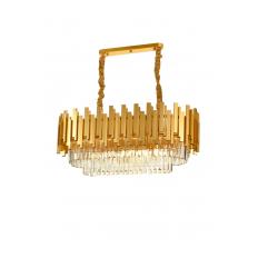 Avizemoda Sima 75x30 Cm'lik Kristal Cam Taşlı Lüks Yemek Masası Üstü Avize - (sarı Yaldız)