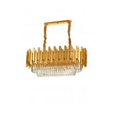 Avizemoda Sima 75x30 Cm'lik Kristal Cam Taşlı Lüks Yemek Masası Üstü Avize - (sarı Yaldız)