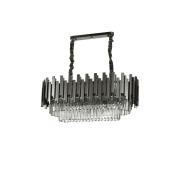 Avizemoda Sima 75x30 Cm'lik Kristal Cam Taşlı Lüks Yemek Masası Üstü Avize - (Siyah Renk)