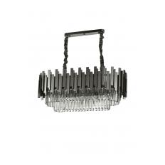 Avizemoda Sima 75x30 Cm'lik Kristal Cam Taşlı Lüks Yemek Masası Üstü Avize - (Siyah Renk)