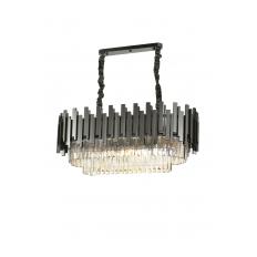 Avizemoda Sima 75x30 Cm'lik Kristal Cam Taşlı Lüks Yemek Masası Üstü Avize - (Siyah Renk)
