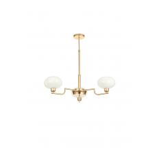Avizemoda Vanna 3 lü Beyaz Camlı Salon Oturma Odası Modern Sarkıt Avize - (Gold Kaplama)