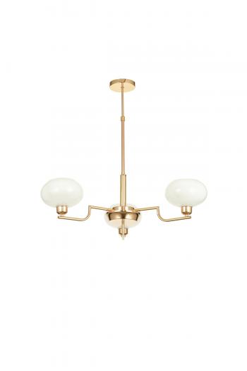 Avizemoda Vanna 3 lü Beyaz Camlı Salon Oturma Odası Modern Sarkıt Avize - (Gold Kaplama)