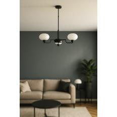 Avizemoda Vanna 3 lü Beyaz Camlı Salon Oturma Odası Modern Sarkıt Avize - (Siyah)