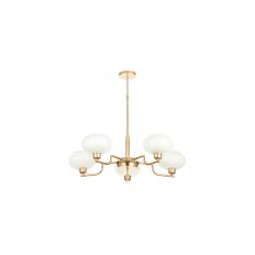 Avizemoda Vanna 5 li Beyaz Camlı Salon Oturma Odası Modern Sarkıt Avize - (Gold Kaplama)