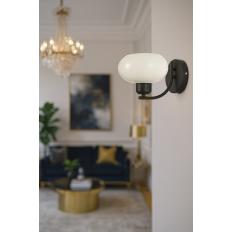 Avizemoda Vanna Aplik Beyaz Camlı Salon Oturma Odası Modern (Siyah)
