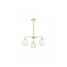 Avizemoda Siena 3 lü Beyaz Camlı Salon Oturma Odası Modern Sarkıt Avize - (Gold Kaplama)