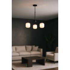 Avizemoda Siena 3 lü Beyaz Camlı Salon Oturma Odası Modern Sarkıt Avize - (Siyah)
