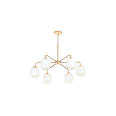 Avizemoda Siena 6 lı Beyaz Camlı Salon Oturma Odası Modern Sarkıt Avize - (Gold Kaplama)