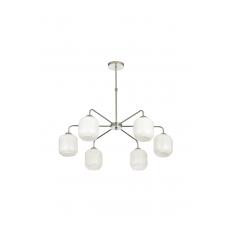 Avizemoda Siena 6 lı Beyaz Camlı Salon Oturma Odası Modern Sarkıt Avize - (Krom Kaplama)
