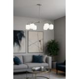 Avizemoda Siena 6 lı Beyaz Camlı Salon Oturma Odası Modern Sarkıt Avize - (Krom Kaplama)