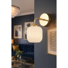 Avizemoda Siena Aplik Beyaz Camlı Salon Oturma Odası Modern (Gold Kaplama)