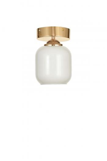 Avizemoda Siena Tekli Plafonyer Beyaz Camlı Salon Oturma Odası Modern Avize - (Gold Kaplama)