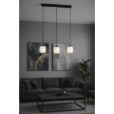 Avizemoda Siena 3 lü Yemek Masası Üstü Beyaz Camlı Modern Sarkıt Avize - (Siyah)