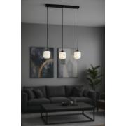 Avizemoda Siena 3 lü Yemek Masası Üstü Beyaz Camlı Modern Sarkıt Avize - (Siyah)