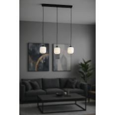 Avizemoda Siena 3 lü Yemek Masası Üstü Beyaz Camlı Modern Sarkıt Avize - (Siyah)