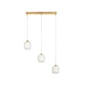 Avizemoda Siena 3 lü Yemek Masası Üstü Beyaz Camlı Modern Sarkıt Avize - (Gold Kaplama)