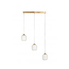 Avizemoda Siena 3 lü Yemek Masası Üstü Beyaz Camlı Modern Sarkıt Avize - (Gold Kaplama)