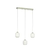 Avizemoda Siena 3 lü Yemek Masası Üstü Beyaz Camlı Modern Sarkıt Avize - (Krom Kaplama)