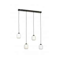Avizemoda Siena 4 lü Yemek Masası Üstü Beyaz Camlı Modern Sarkıt Avize - (Siyah)