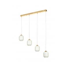 Avizemoda Siena 4 lü Yemek Masası Üstü Beyaz Camlı Modern Sarkıt Avize - (Gold Kaplama)