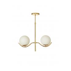 Avizemoda Ranya 2 li Beyaz Camlı Salon Oturma Odası Modern Avize - (Gold Kaplama)