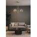 Avizemoda Ranya 2 li Füme Camlı Salon Oturma Odası Modern Avize - (Krom Kaplama)