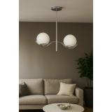 Avizemoda Ranya 2 li Beyaz Camlı Salon Oturma Odası Modern Avize - (Krom Kaplama)