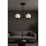 Avizemoda Ranya 2 li Beyaz Camlı Salon Oturma Odası Modern Avize - (Siyah)