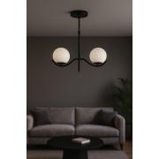 Avizemoda Ranya 2 li Beyaz Camlı Salon Oturma Odası Modern Avize - (Siyah)