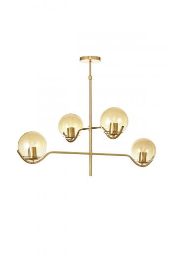 Avizemoda Ranya 4 lü Bal Camlı Salon Oturma Odası Modern Kollu Avize - (Gold Kaplama)