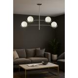 Avizemoda Ranya 4 lü Beyaz Camlı Salon Oturma Odası Modern Kollu Avize - (Krom Kaplama)