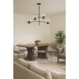 Avizemoda Ranya 4 Lü Şeffaf Camlı Salon Oturma Odası Modern Kollu Avize - (SİYAH)